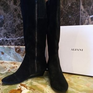 Alfani Black Genuine Suede Leather Tall Boots